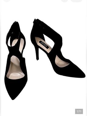 Jones New York Women’s Black Suede Christie Pointy Ankle Stilhetto Heel Shoes 7